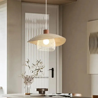 Minimal French Wood & Metal Pendant Lamp – Modern Ceiling Light Fixture - Besontique Home