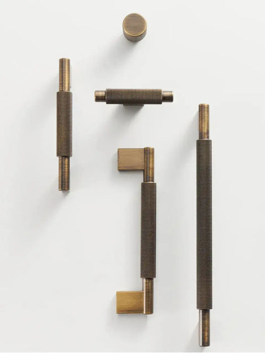 Solid Brass Bronze Cross Knurled Furniture Door Knob