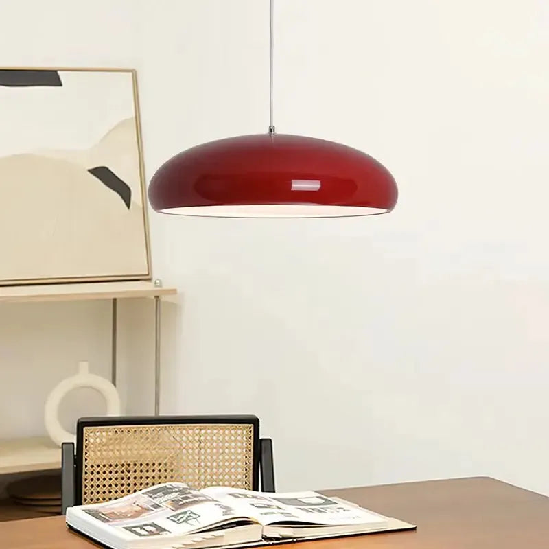 Modern Nordic dome pendant light above dining table orange black white red besontique home decor