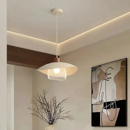 Minimal French Wood & Metal Pendant Lamp – Modern Ceiling Light Fixture - Besontique Home