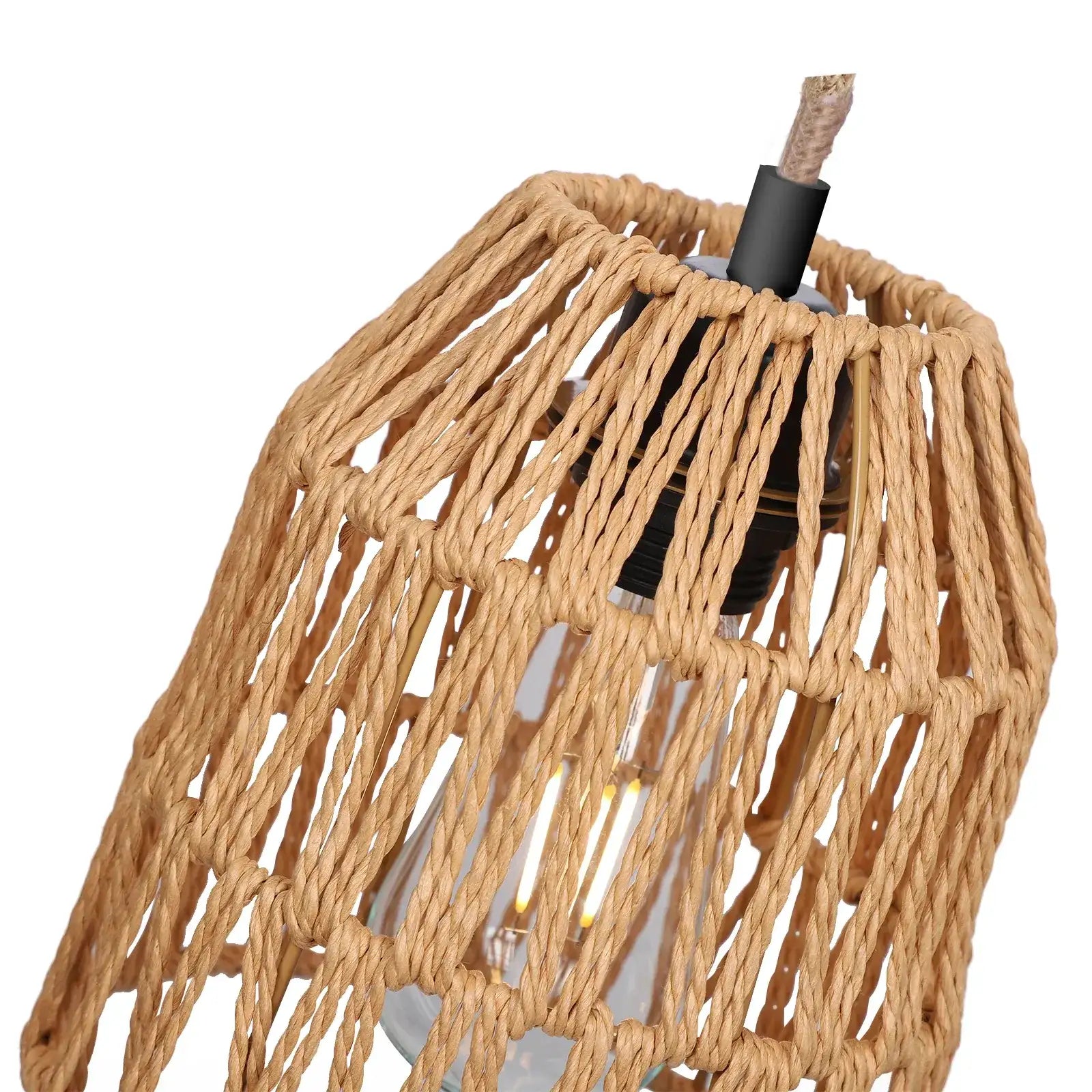 Boho style Rattan 3-light Chandelier Hanging Lamp │ Woven Pendant Lighting For Home Decor - Besontique Home