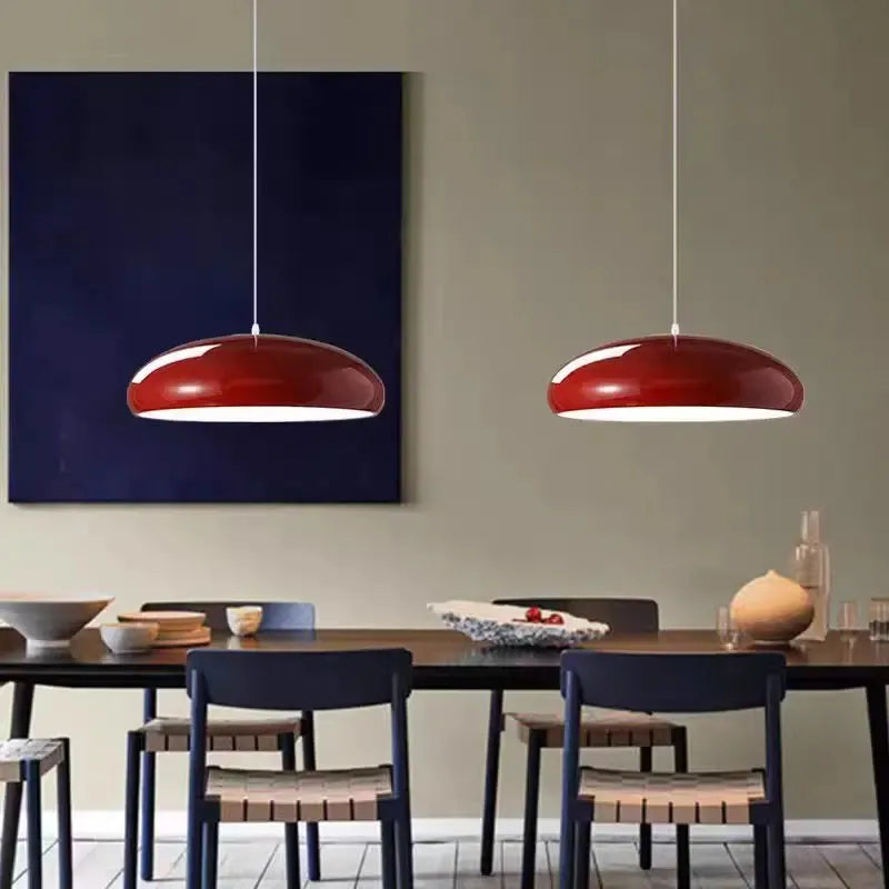 Modern Nordic dome pendant light above dining table orange black white red besontique home decor