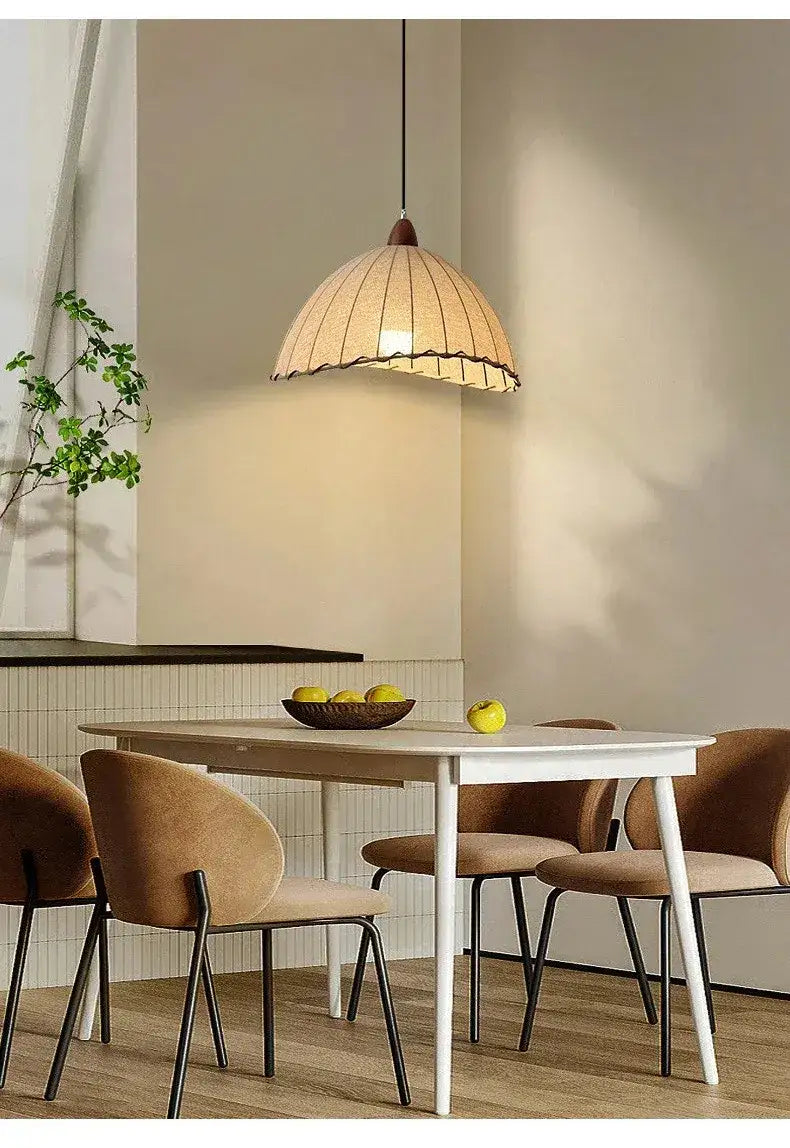 Nordic Retro Linen Ceiling Light │ Japandi Minimal Bedroom Hanging Lamp - Besontique Home