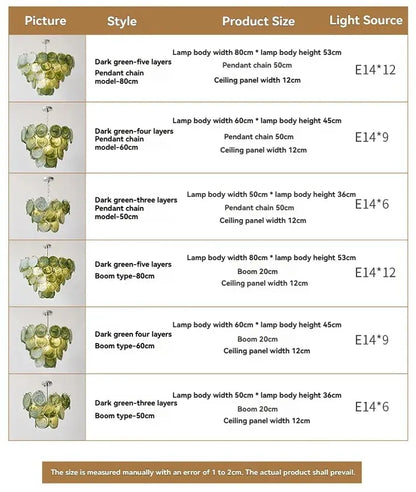 Modern Vintage Dark Green Glass Chandelier │ Crystal Pendant Pendant Ceiling Lamp Light - Besontique Home