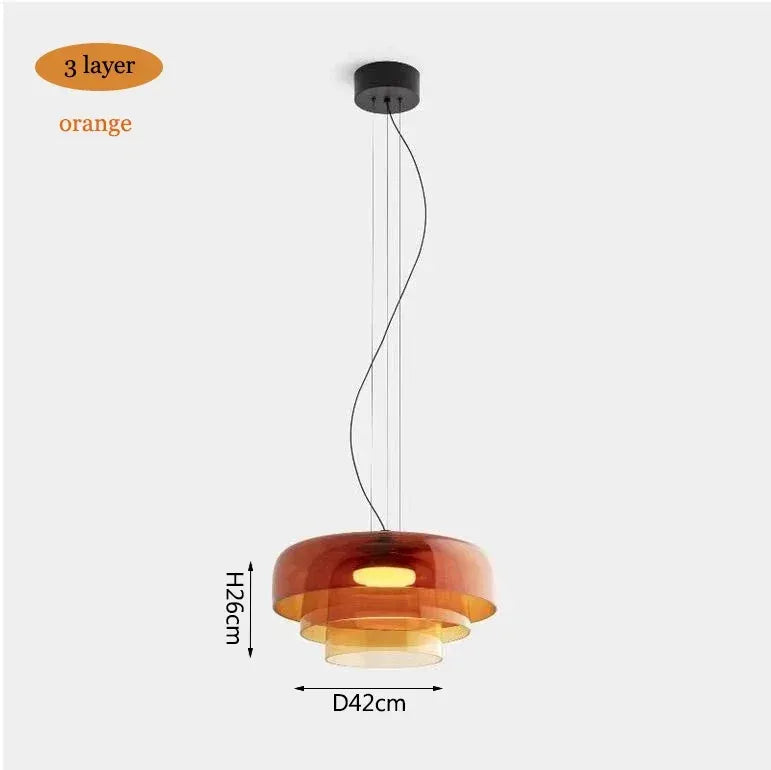 Simple Minimalist Color layered Glass Pendant Ceiling Lamp Light - Besontique Home