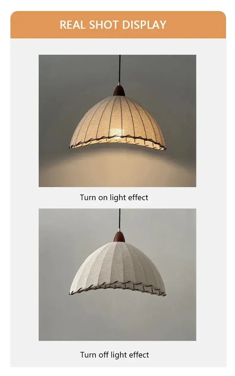 Nordic Retro Linen Ceiling Light │ Japandi Minimal Bedroom Hanging Lamp - Besontique Home