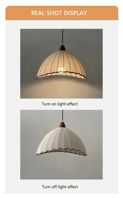 Nordic Retro Linen Ceiling Light │ Japandi Minimal Bedroom Hanging Lamp - Besontique Home