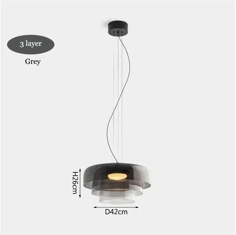 Simple Minimalist Color layered Glass Pendant Ceiling Lamp Light - Besontique Home