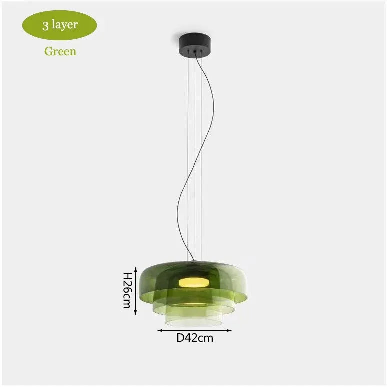 Simple Minimalist Color layered Glass Pendant Ceiling Lamp Light - Besontique Home
