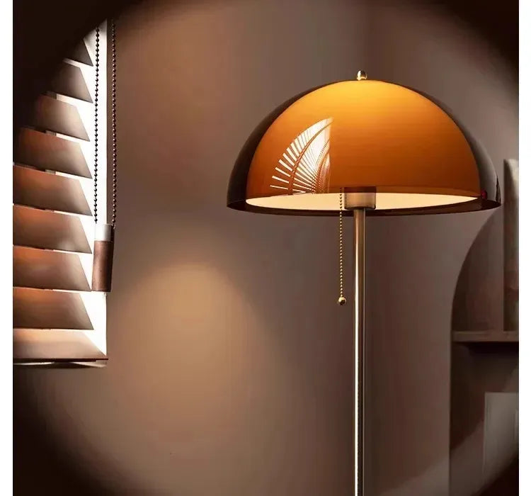 Vintage Orange Arc Floor Lamp – Adjustable Retro Reading Light Besontique Home Decor 