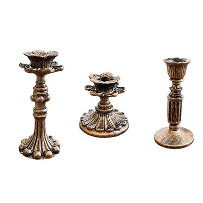 Antique Bronze Candlesticks Candle Holder Set │ Retro Vintage Taper Candle Stand - Besontique Home