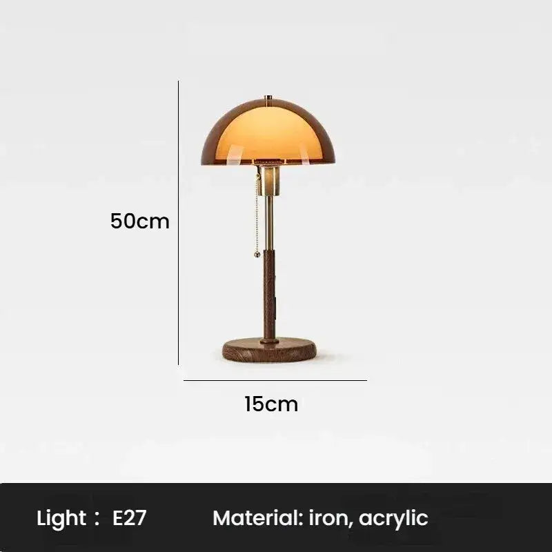Vintage Walnut Table Lamp | Modern Iron Bedside & Study Room Ambient Light Besontique Home Decor