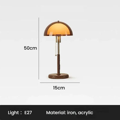 Vintage Walnut Table Lamp | Modern Iron Bedside & Study Room Ambient Light Besontique Home Decor