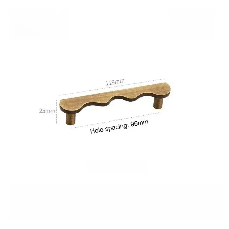 Brass Wave Cabinet Handles Door Knobs |  Luxury Modern Gold & Black Drawer Pulls - Besontique Home