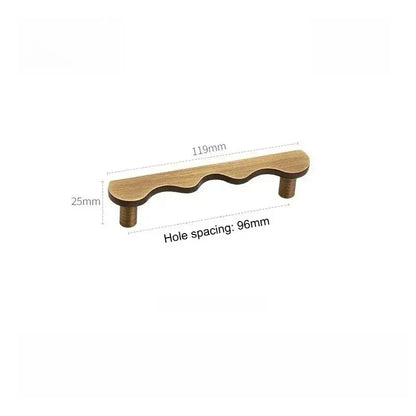 Brass Wave Cabinet Handles Door Knobs |  Luxury Modern Gold & Black Drawer Pulls - Besontique Home