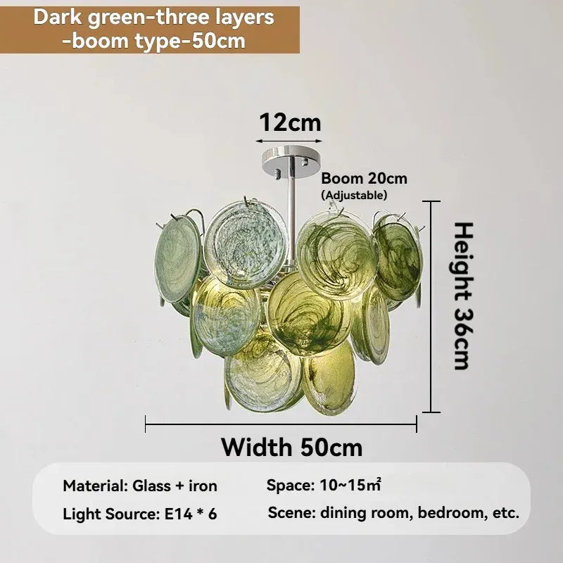 Modern Vintage Dark Green Glass Chandelier │ Crystal Pendant Pendant Ceiling Lamp Light - Besontique Home
