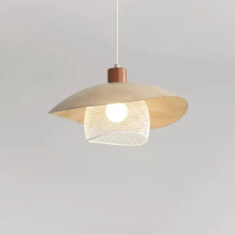 Minimal French Wood & Metal Pendant Lamp – Modern Ceiling Light Fixture - Besontique Home