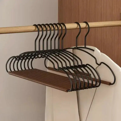 5pcs Modern Vintage Luxury Wooden Black Metal Clothes Hanger - Besontique Home