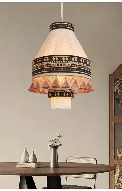 Bohemian Fringe Pendant Tassel Ceiling Light – Boho Style Chandelier for Home Décor - Besontique Home