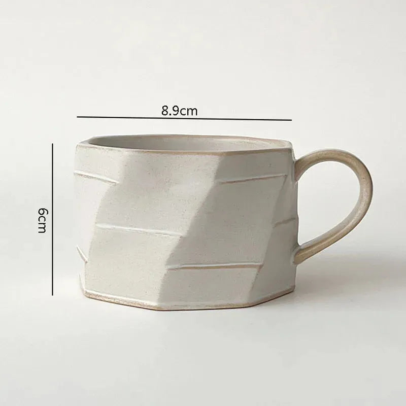 Retro Vintage Irregular Ceramic Mug Cup │ Modern Simple Design Kitchenware - Besontique Home
