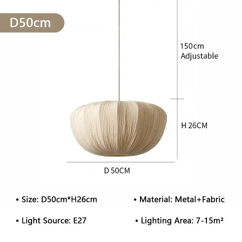 Japandi Minimal Vintage Fabric Pendant Light │ Modern Retro Hanging Lamp - Besontique Home
