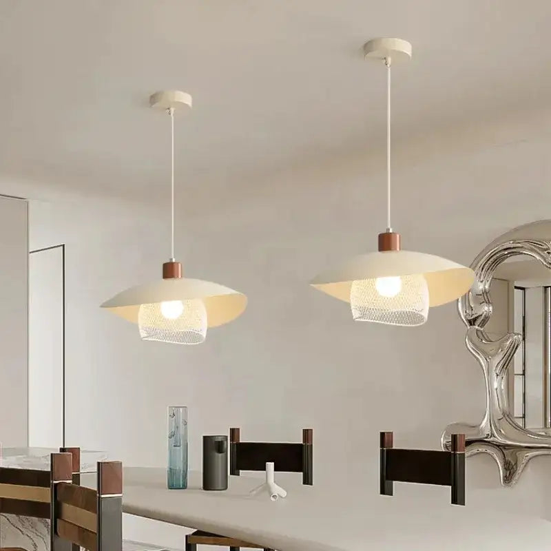 Minimal French Wood & Metal Pendant Lamp – Modern Ceiling Light Fixture - Besontique Home