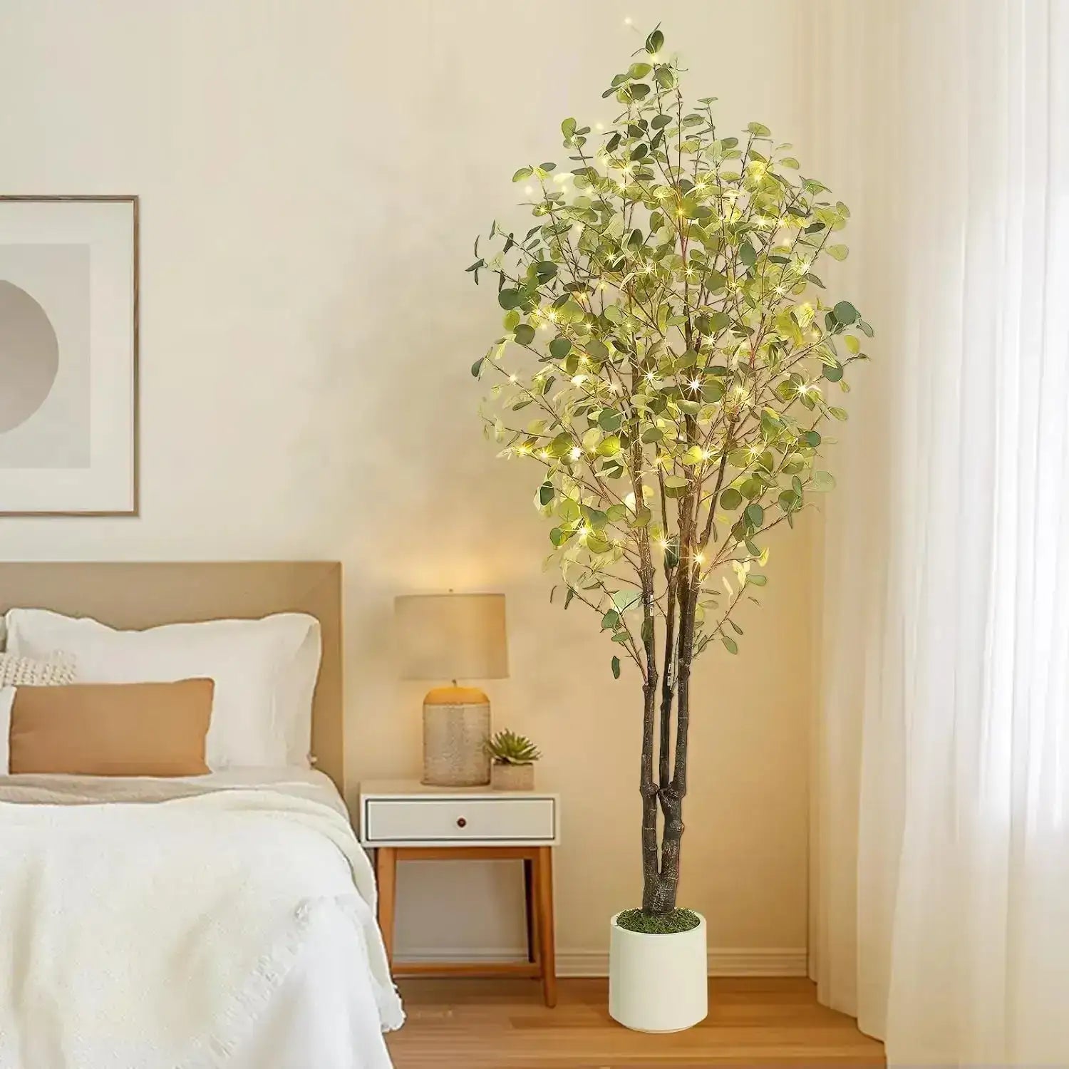 Artificial Eucalyptus Tree │ Decorative Plant with White Planter - Besontique Home