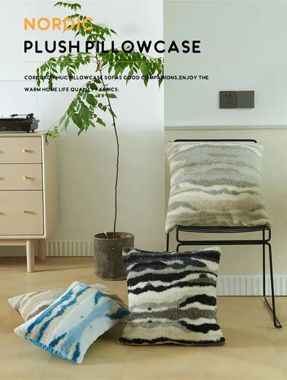 Nordic Leopard Plush Throw Pillow Cushion Cover │ Luxury Style Comfortable for Living Room Sofa Home Decor - Besontique Home