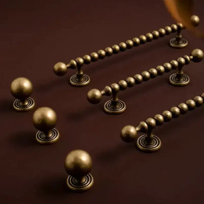 French Retro Solid Brass Bronze Furniture Door Knob │ Antique Kitchen Drawer Wardrobe Handles - Besontique Home