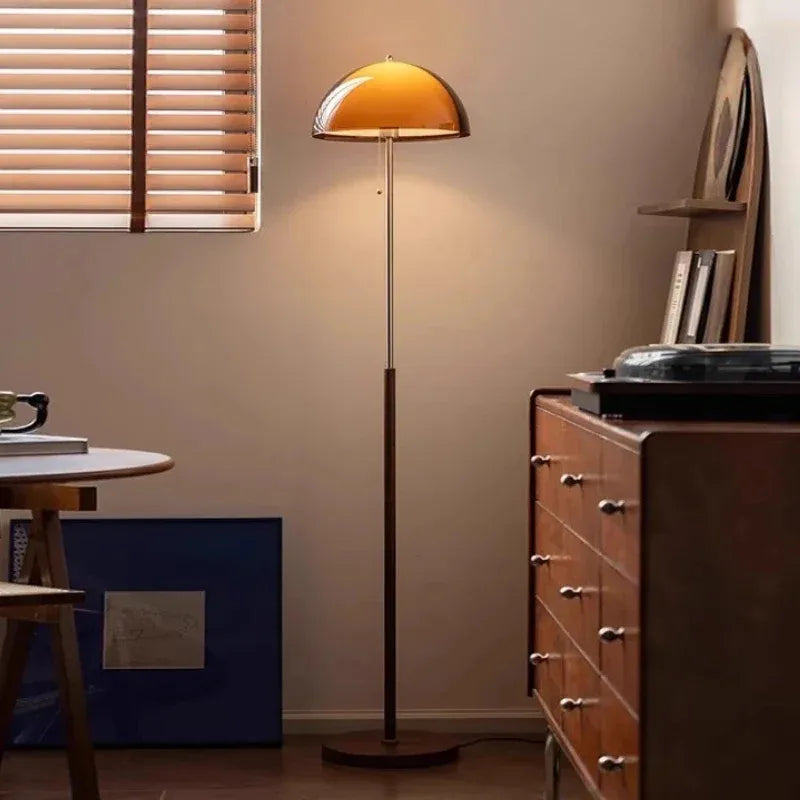 Vintage Orange Arc Floor Lamp – Adjustable Retro Reading Light Besontique Home Decor 