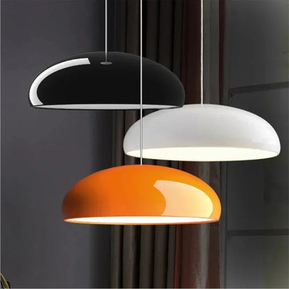 Modern Nordic dome pendant light above dining table orange black white red besontique home decor