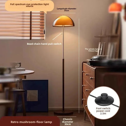 Vintage Orange Arc Floor Lamp – Adjustable Retro Reading Light Besontique Home Decor 