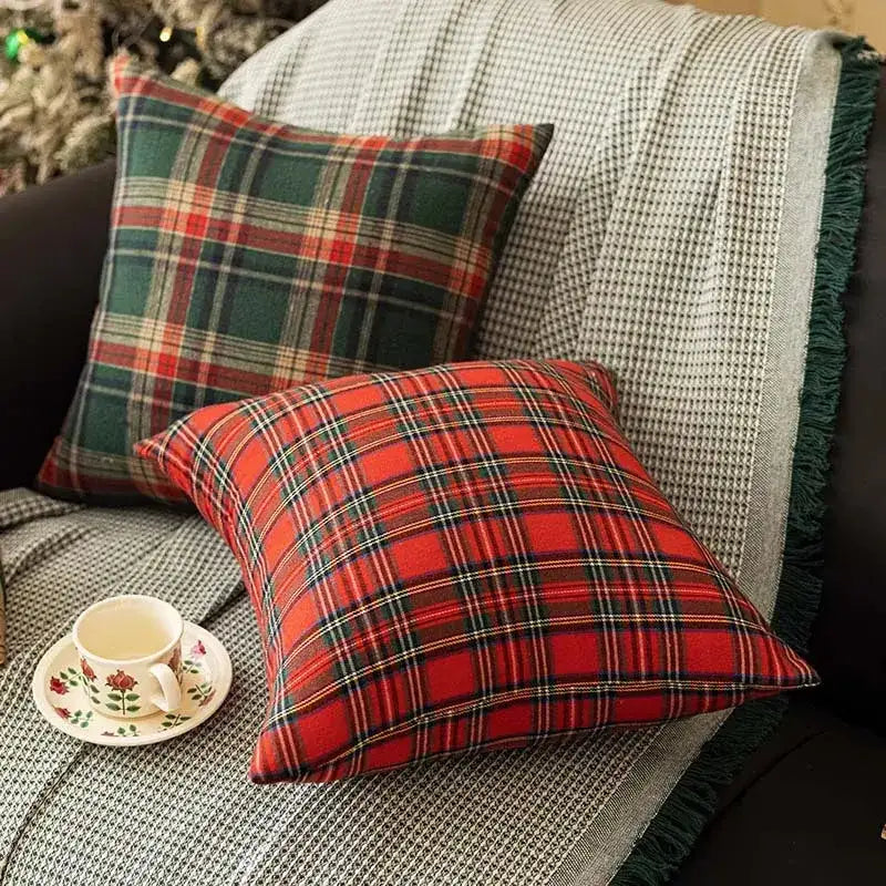 Scottish Tartan Plaid Cushion Cover │ Christmas Home Decorative Throw Pillow Cover - Besontique Home