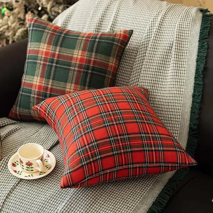 Scottish Tartan Plaid Cushion Cover │ Christmas Home Decorative Throw Pillow Cover - Besontique Home
