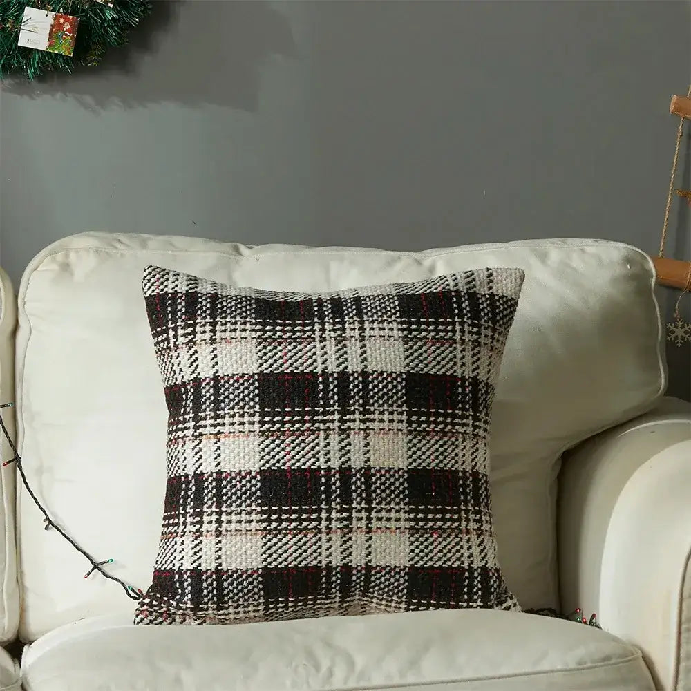 Black Green Red Plaid Rustic style Cushion Cover │ Christmas Home Decorative Throw Pillow Covers - Besontique Home