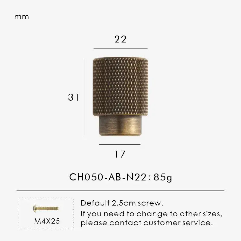 Solid Brass Bronze Cross Knurled Furniture Door Knob