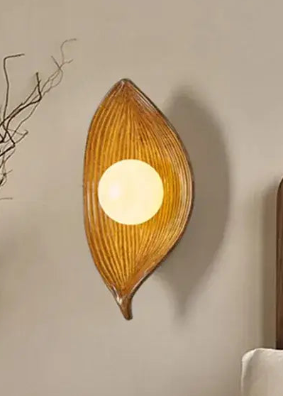 Woven wall light fixture on a neutral wall