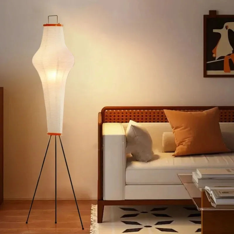 Japanese Rice Paper Floor Lamp | Minimal Japandi LED Standing Light Besontique Home Decor