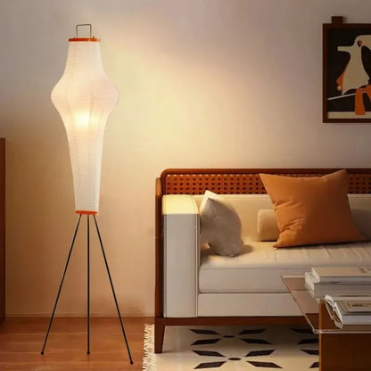 Japanese Rice Paper Floor Lamp | Minimal Japandi LED Standing Light Besontique Home Decor