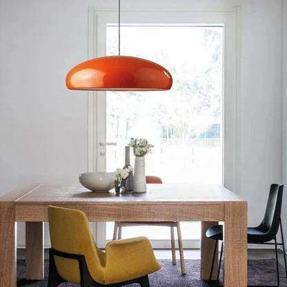 Modern Nordic dome pendant light above dining table orange black white red besontique home decor
