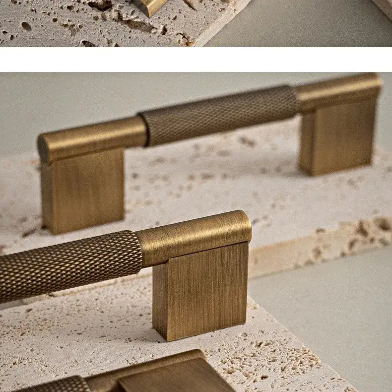 Solid Brass Bronze Cross Knurled Furniture Door Knob
