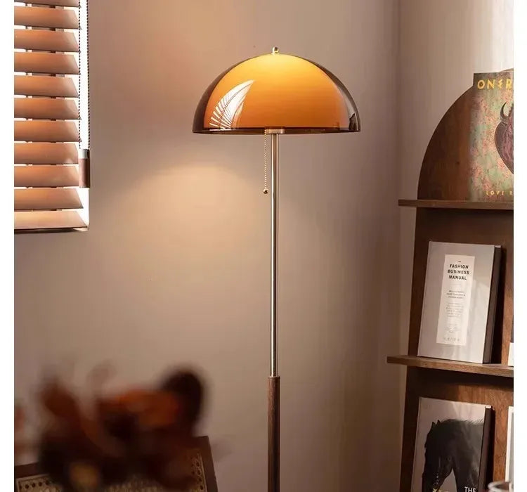 Vintage Orange Arc Floor Lamp – Adjustable Retro Reading Light Besontique Home Decor 
