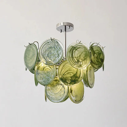 Modern Vintage Dark Green Glass Chandelier │ Crystal Pendant Pendant Ceiling Lamp Light - Besontique Home