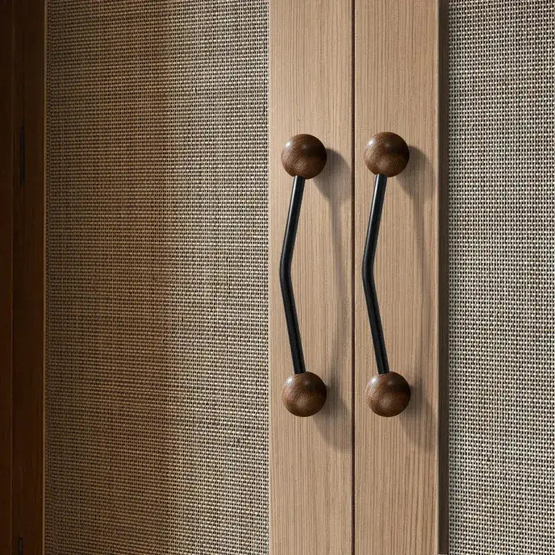 Premium Wood &amp; Brass Cabinet Knobs – Black Silver Luxury Drawer Handles - Besontique Home