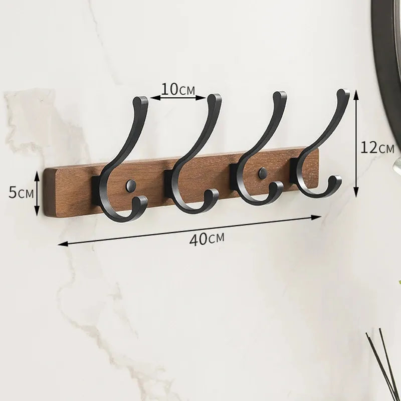 Modern Rustic Wooden Coat Rack Wall Mount with Hooks (Black/White) Besontique Home Decor