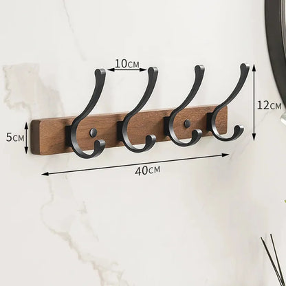 Modern Rustic Wooden Coat Rack Wall Mount with Hooks (Black/White) Besontique Home Decor