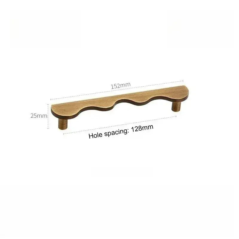 Brass Wave Cabinet Handles Door Knobs |  Luxury Modern Gold & Black Drawer Pulls - Besontique Home