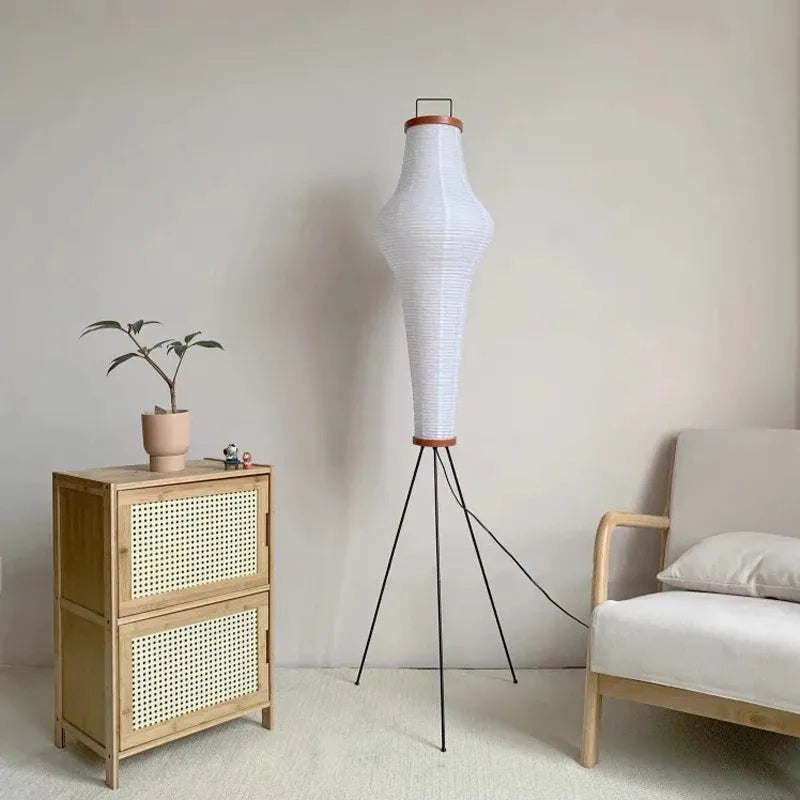 Japanese Rice Paper Floor Lamp | Minimal Japandi LED Standing Light Besontique Home Decor