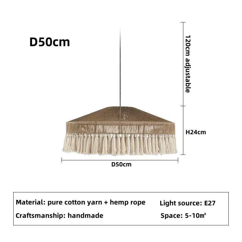 Boho Retro Rustic Rattan Tassel Ceiling Light – Pendant Chandelier for Home Décor - Besontique Home