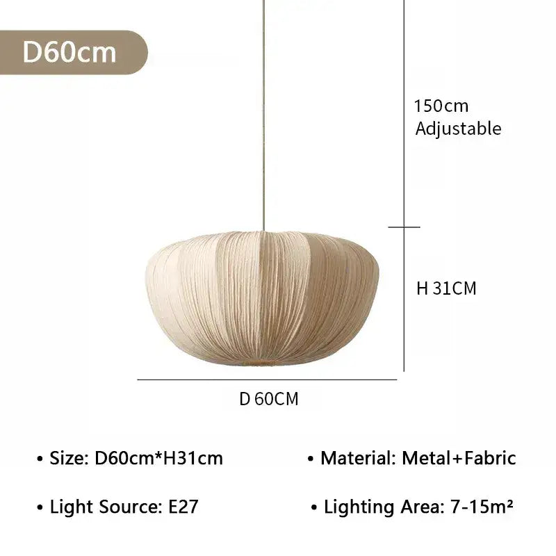 Japandi Minimal Vintage Fabric Pendant Light │ Modern Retro Hanging Lamp - Besontique Home
